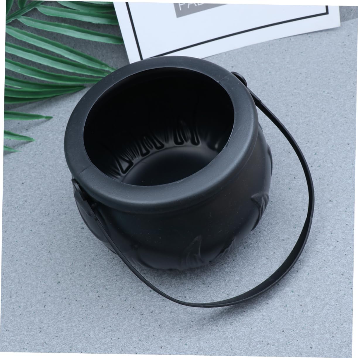 Halloween Black Witch Bucket 4pcs Plastic round Candy Holder