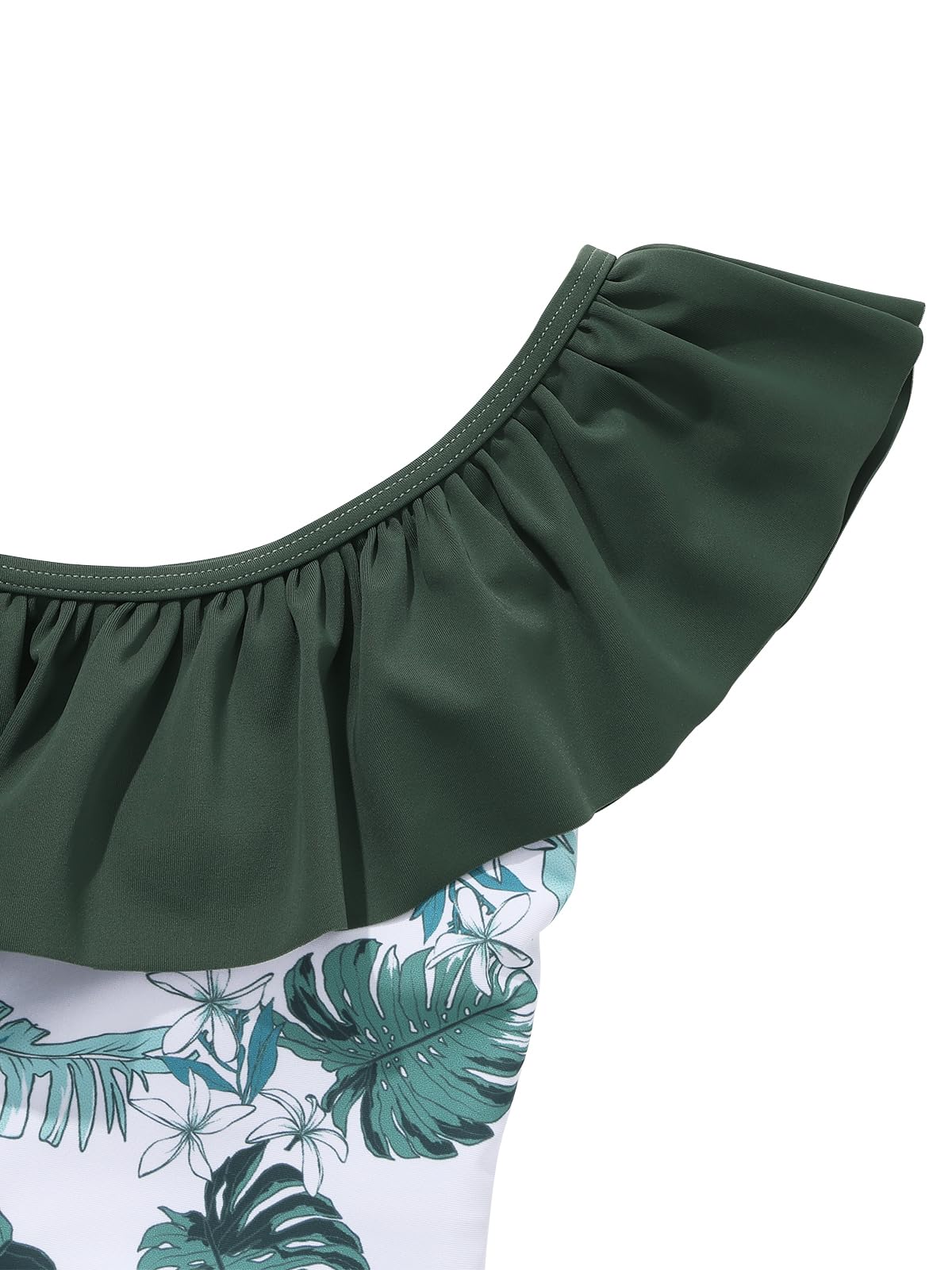 URMAGIC Girls Swimsuits 3 Piece Tankini Bathing Suit Set Bikini Swimwear with Cover Up Beach Skirt 9-10Y Green