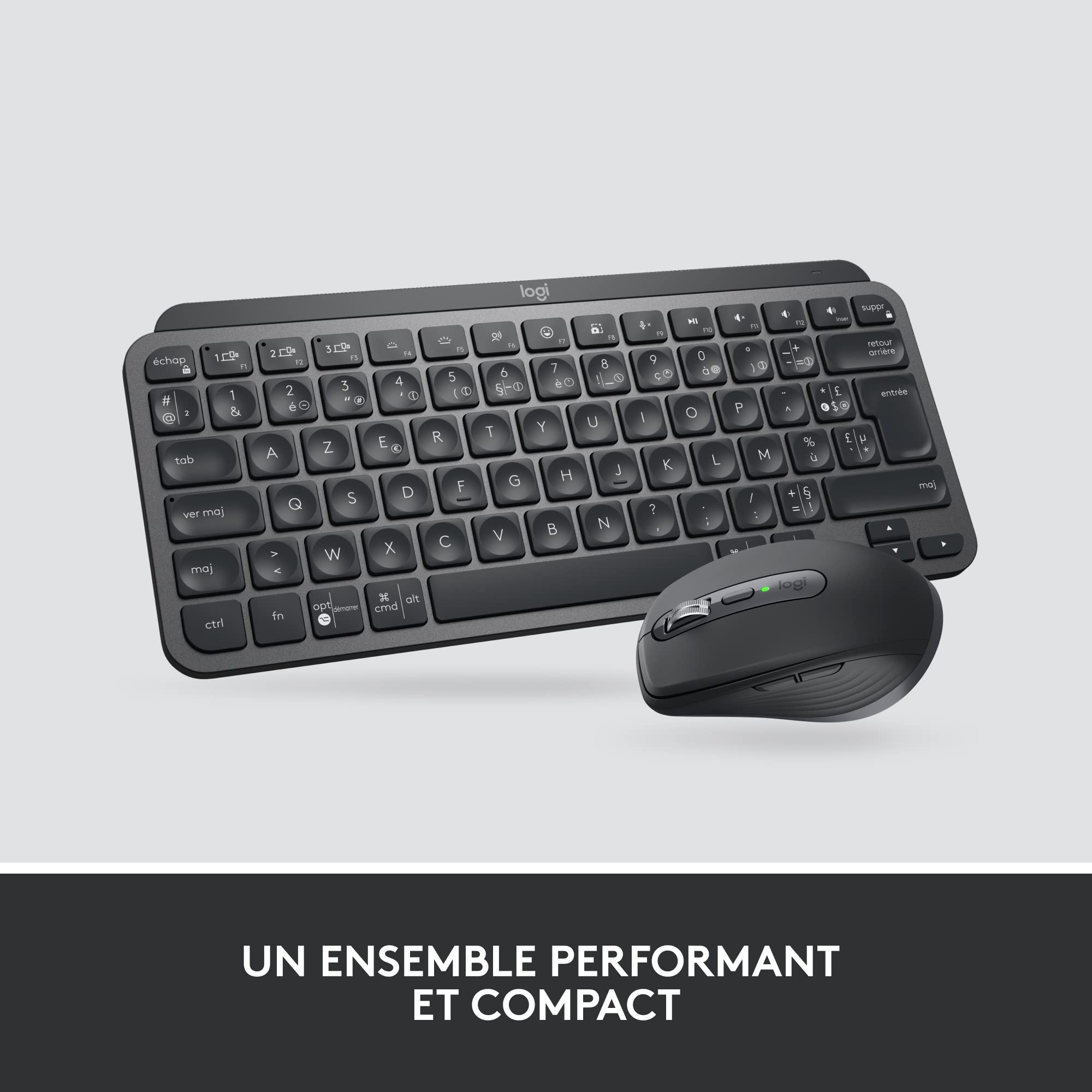 Logitech MX Keys Mini Combo for Business, Clavier et Souris sans Fil compacts, Technologie Logi Bolt, Bluetooth, certifié Windows/Mac/Chrome/Linux - Gris