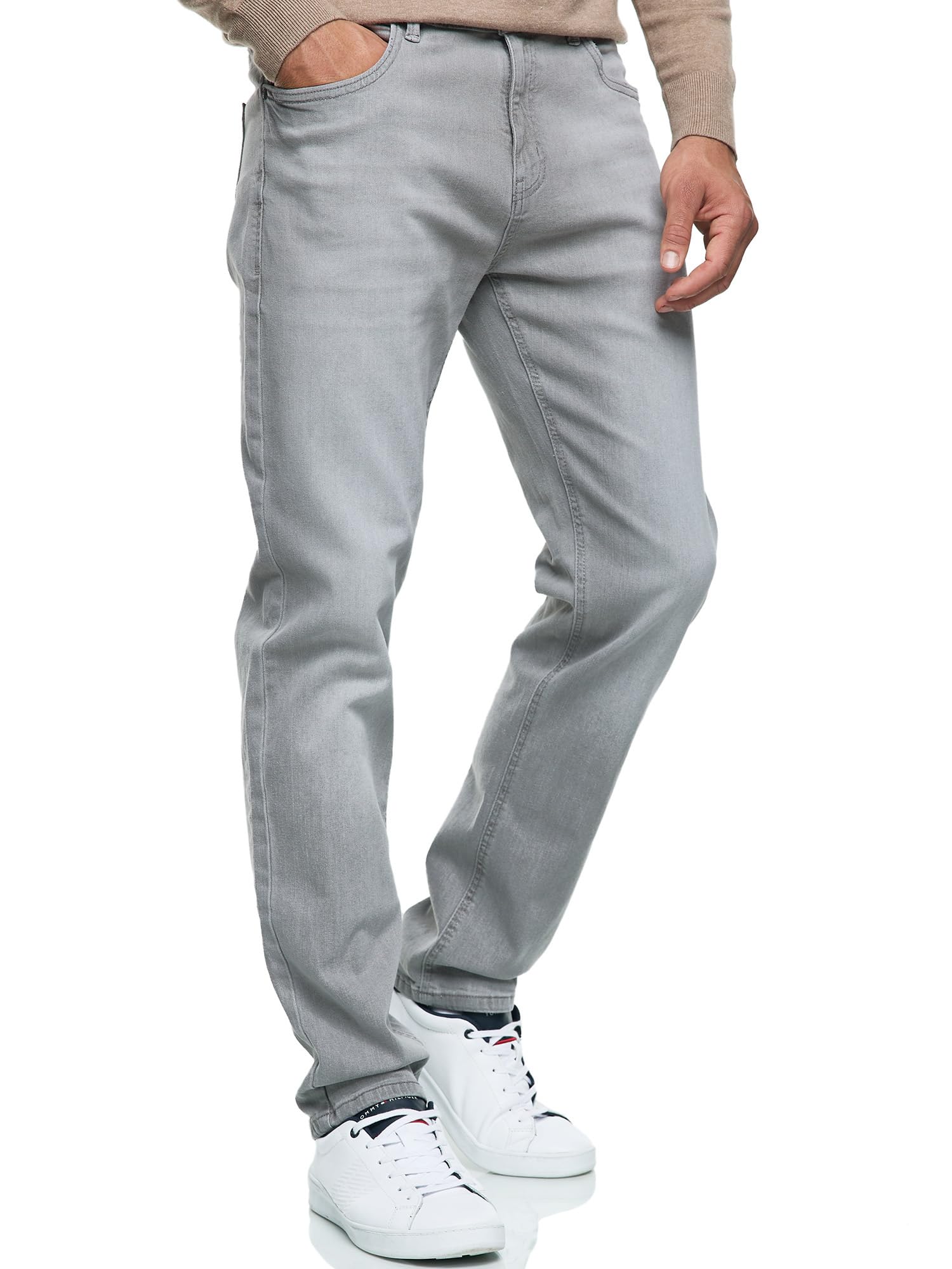 Indicode Herren INSantino Jeanshose aus 99% Baumwolle | Denim Stretch Jeans Männer LT Grey Cloud, 34/32