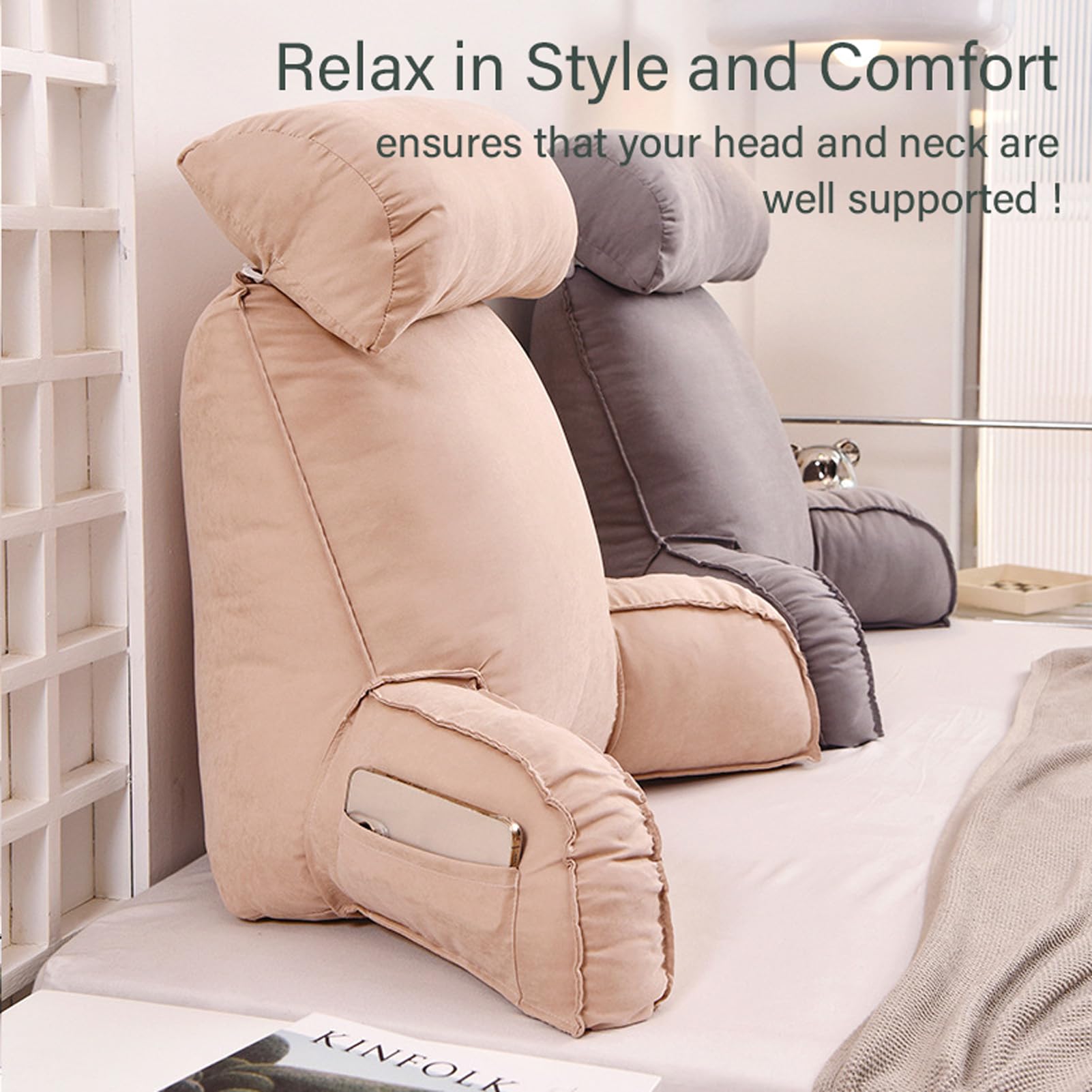 LELEFIDO Back Reading Pillow For Sitting In Bed - Lumbar Support Cushion For Chair, Couch, Or Bed Rest