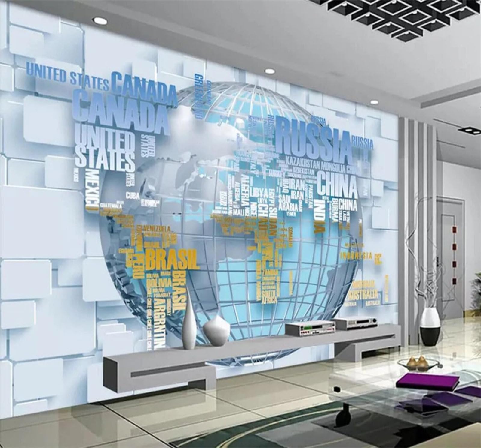 XLMING Three Dimensional Geometric Letters Futuristic Earth 3D Wallpaper Luxury Silk Study Dining Feature Sofa Grey Bedroom Living Room Tv Decorative Wall-400cm×280cm