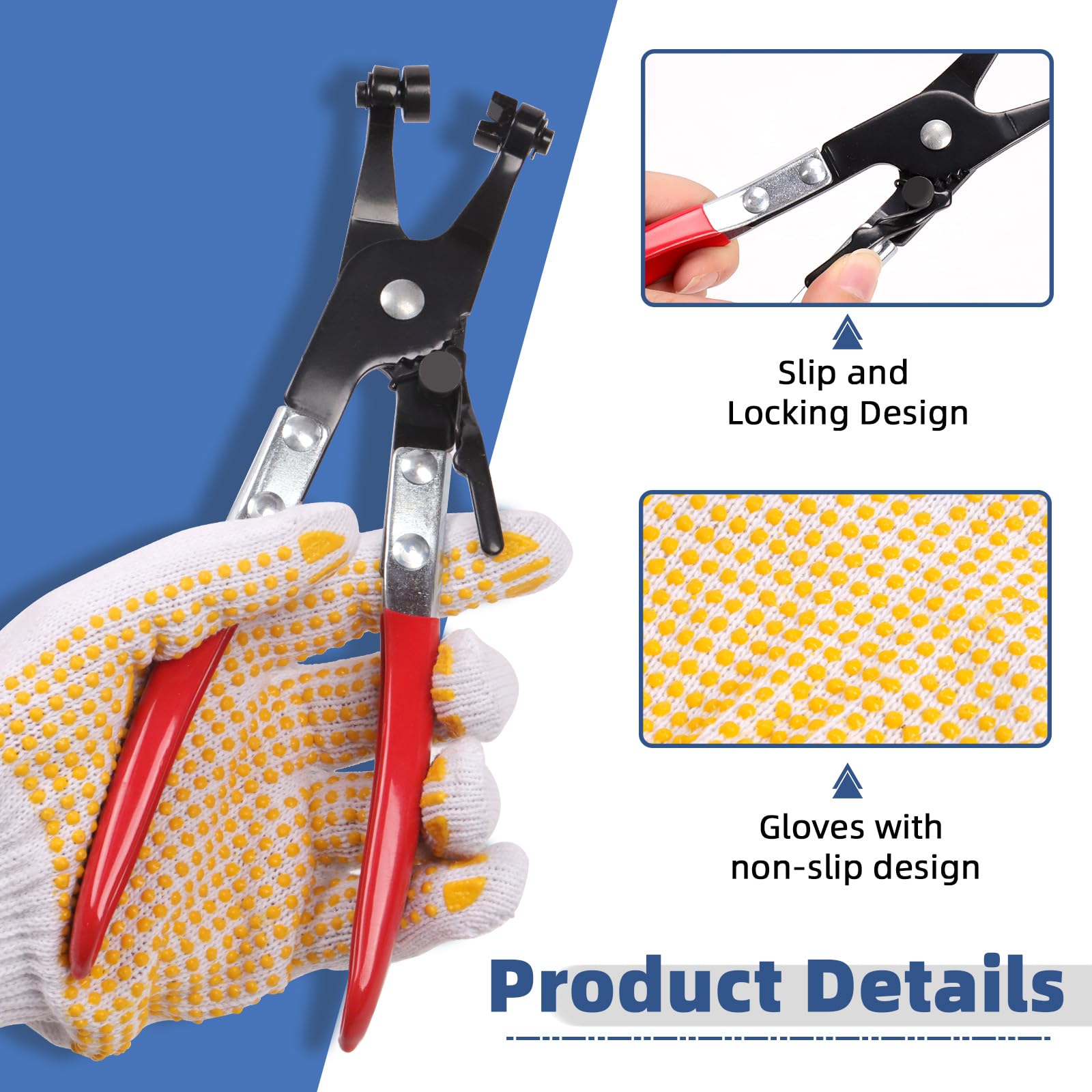 Glarks 6pcs CV Joint Boot Clamp Plier & Clic-R Type Pliers & Hose Clamp Pliers & ATV CV Axle Boots Clamp Tool Set - Image 4