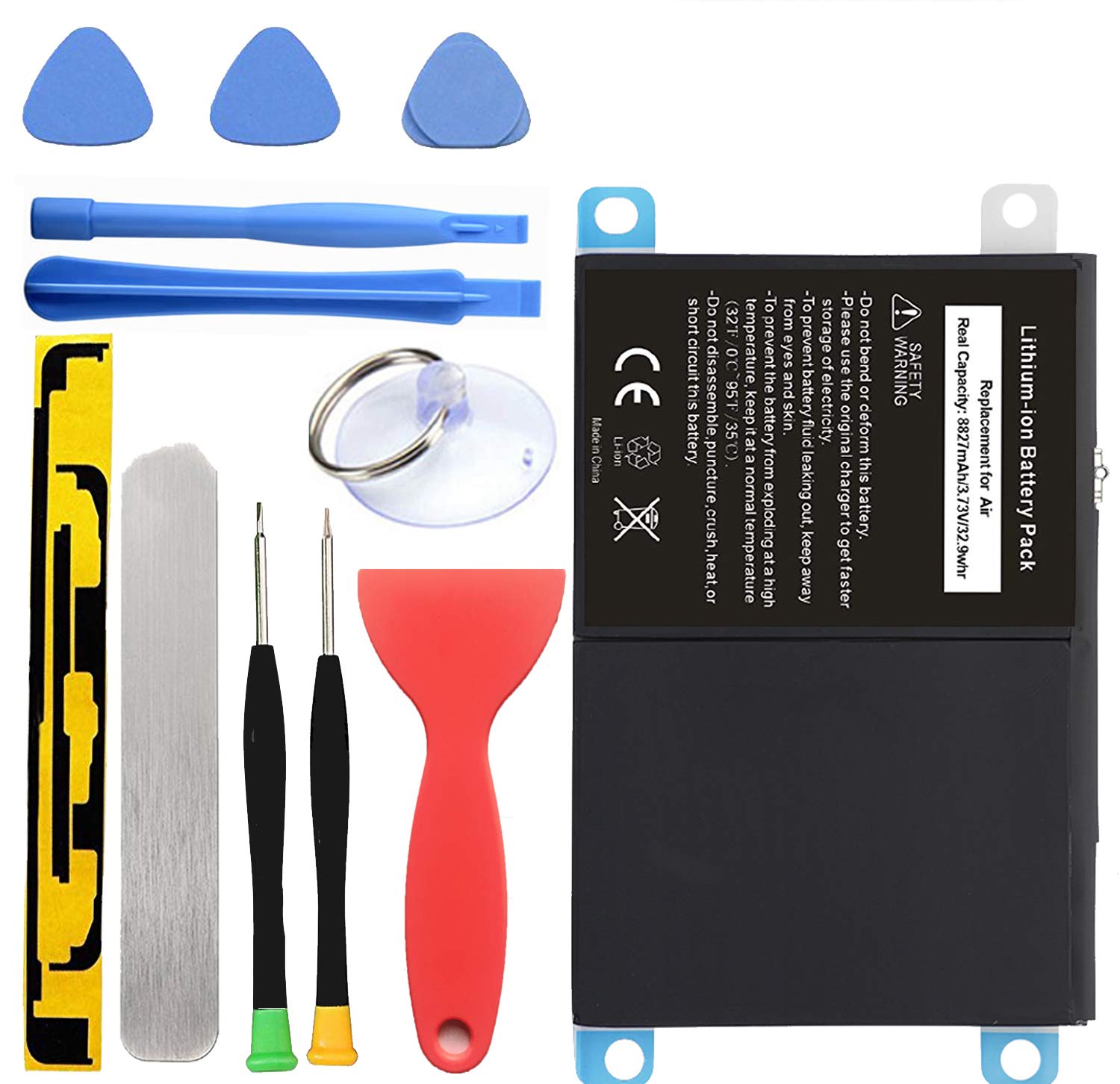 HDCKU.US New Battery Replacement Kit for iPad Air iPad 5 Generation A1474,A1475,A1476 with Full Set Installation Tools and Adhesive.