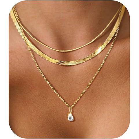 Layered Necklaces for Women,14k Gold Plated Dainty Necklace Stack Set,Non Tarnish A...
