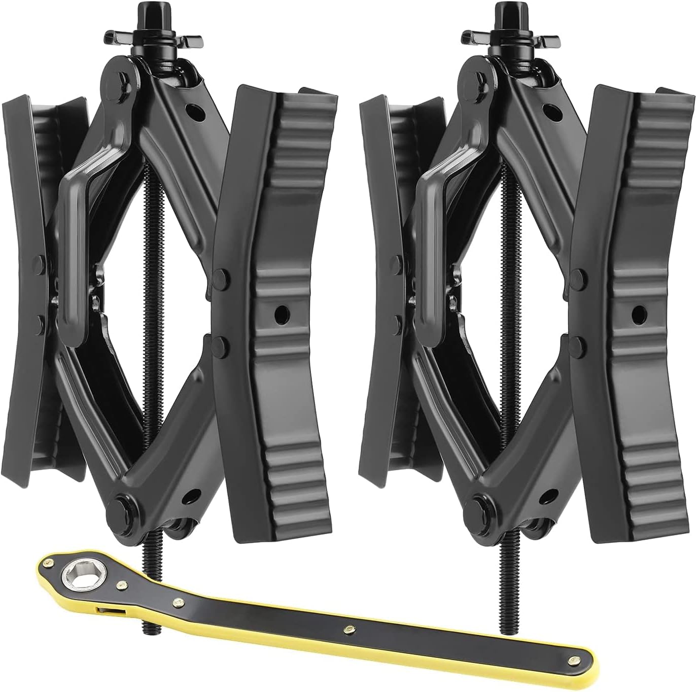 Camper Wheel Chock Stabilizer 2 Sets, RV Wheel Immobilizers for Travel Trailer Tire Chocks, Tire Lock. Mast Have Dual Axle Trailer Accessories for Fifth Wheel. Heavy Duty, Anti Movement
