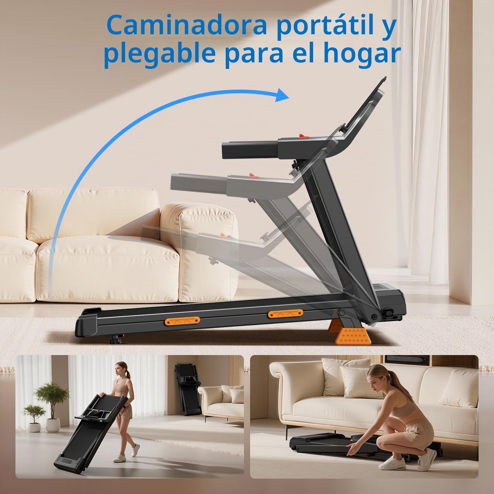 LONTEK Cinta de Correr Plegable con Inclinación 15% | Cinta de Andar Plegable 12KM/H,Caminadora Electrica Para Casa Equipado con un Motor de 3,0 CV y Pantalla LED,136KG