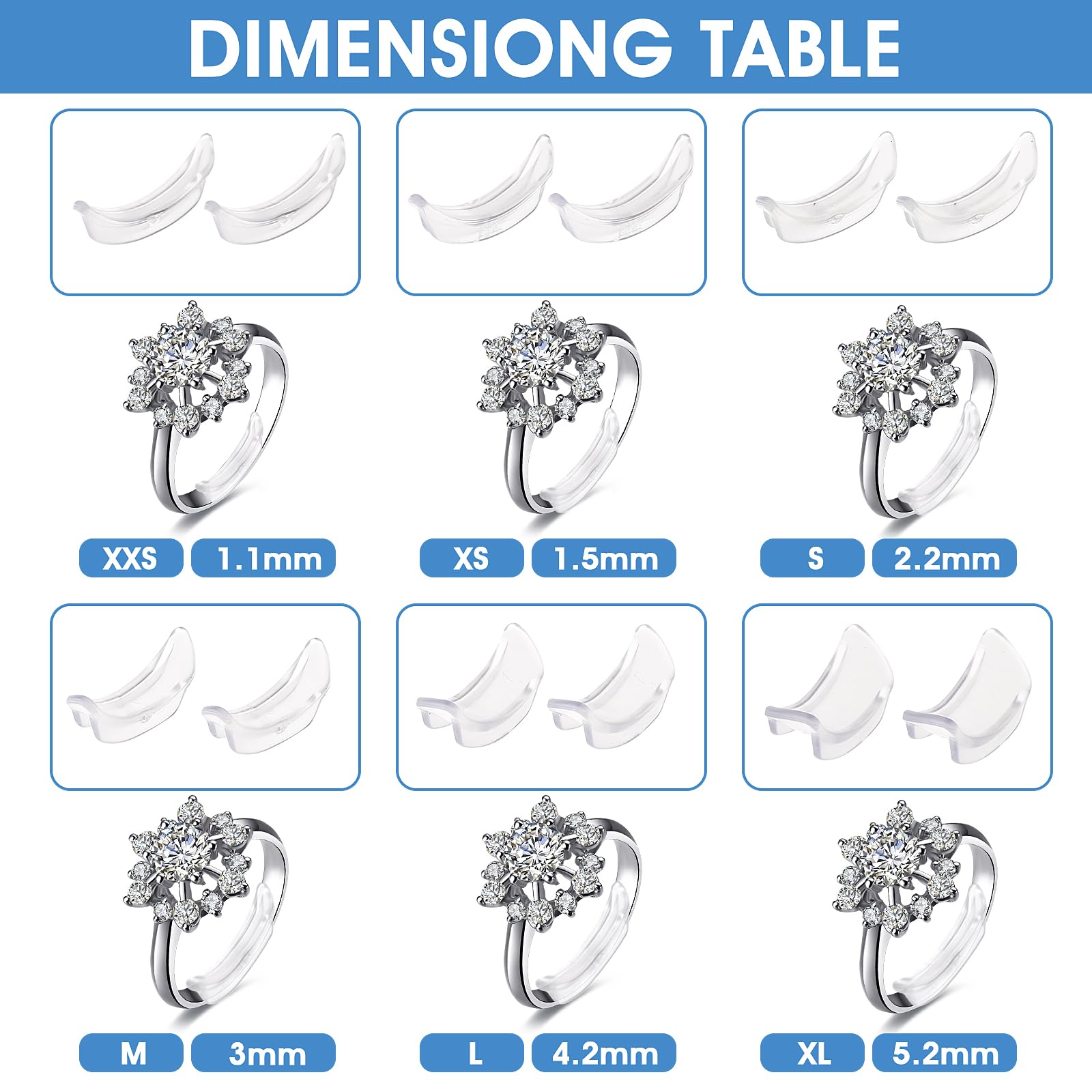 Regolatori Anelli Supertina - Silicone, 4 Misure, Per Anelli Larghi - Foto 2