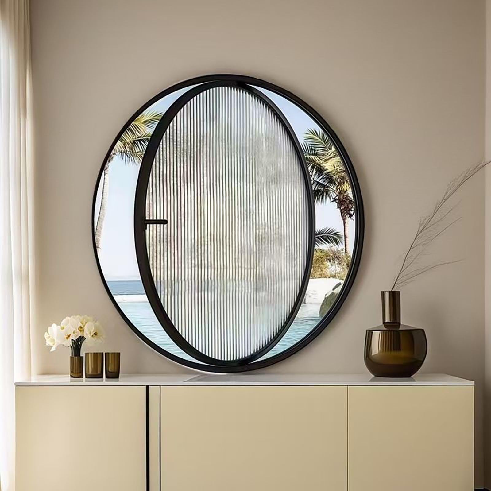 Fenêtre ronde pivotante noire en verre trempé 30 cm sur mesure
