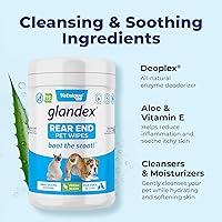 Vista 2 de Toallitas Vetnique Glandex para mascotas, limpieza y desodorización de glándulas anales. Toallitas higiénicas para perros y gatos con vitamina E