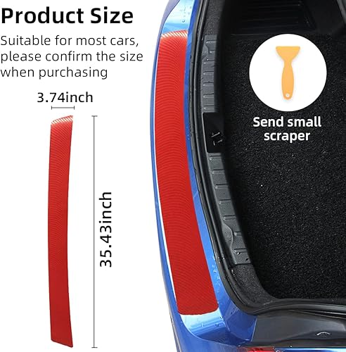 Miniatura 2 de Ziciner - Protector de parachoques trasero de coche, protector de puerta de maletero de fibra de carbono antiarañazos, tira adhesiva de protección