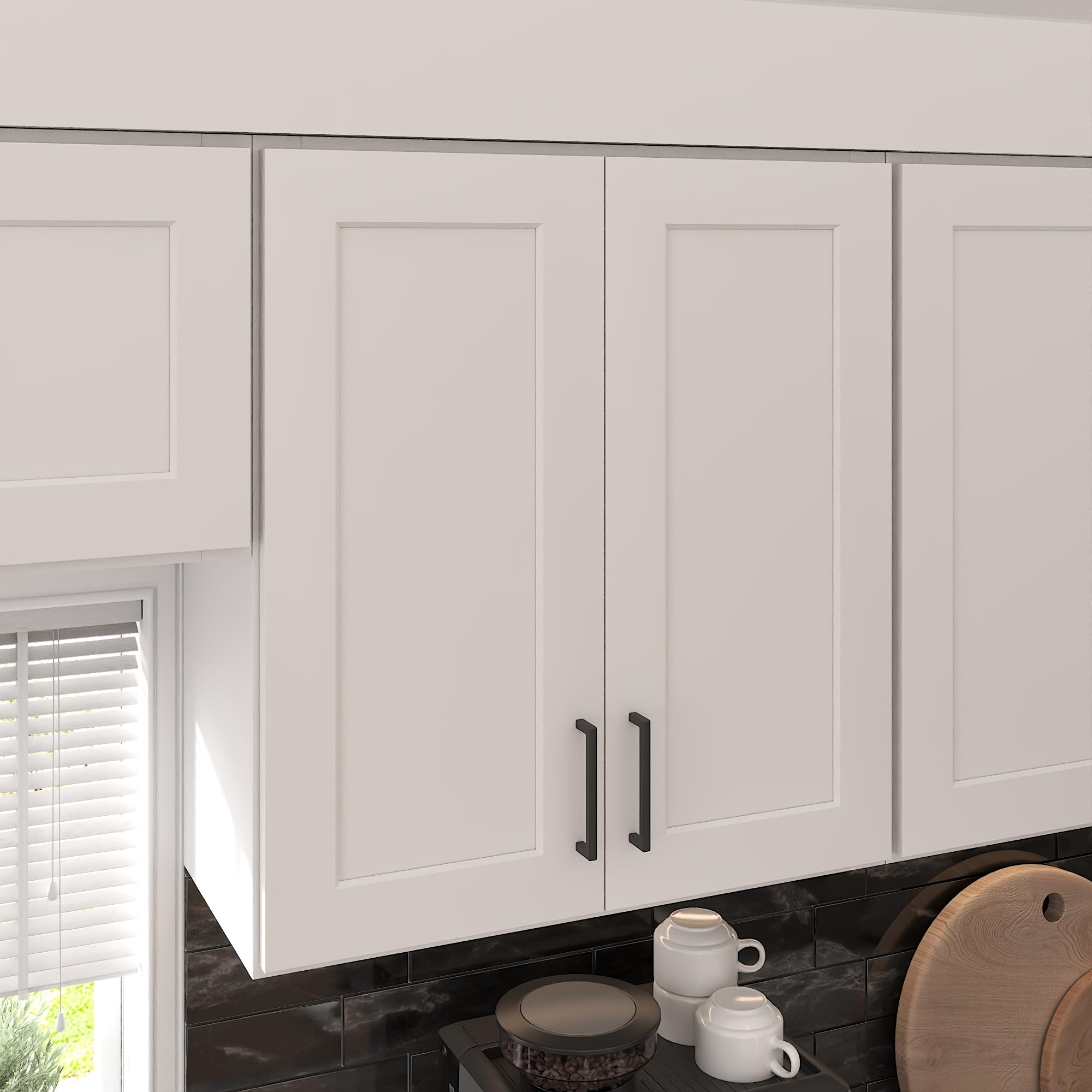 Furinno Shaker 3-Tier Wall Kitchen Cabinet, 2-Door, White