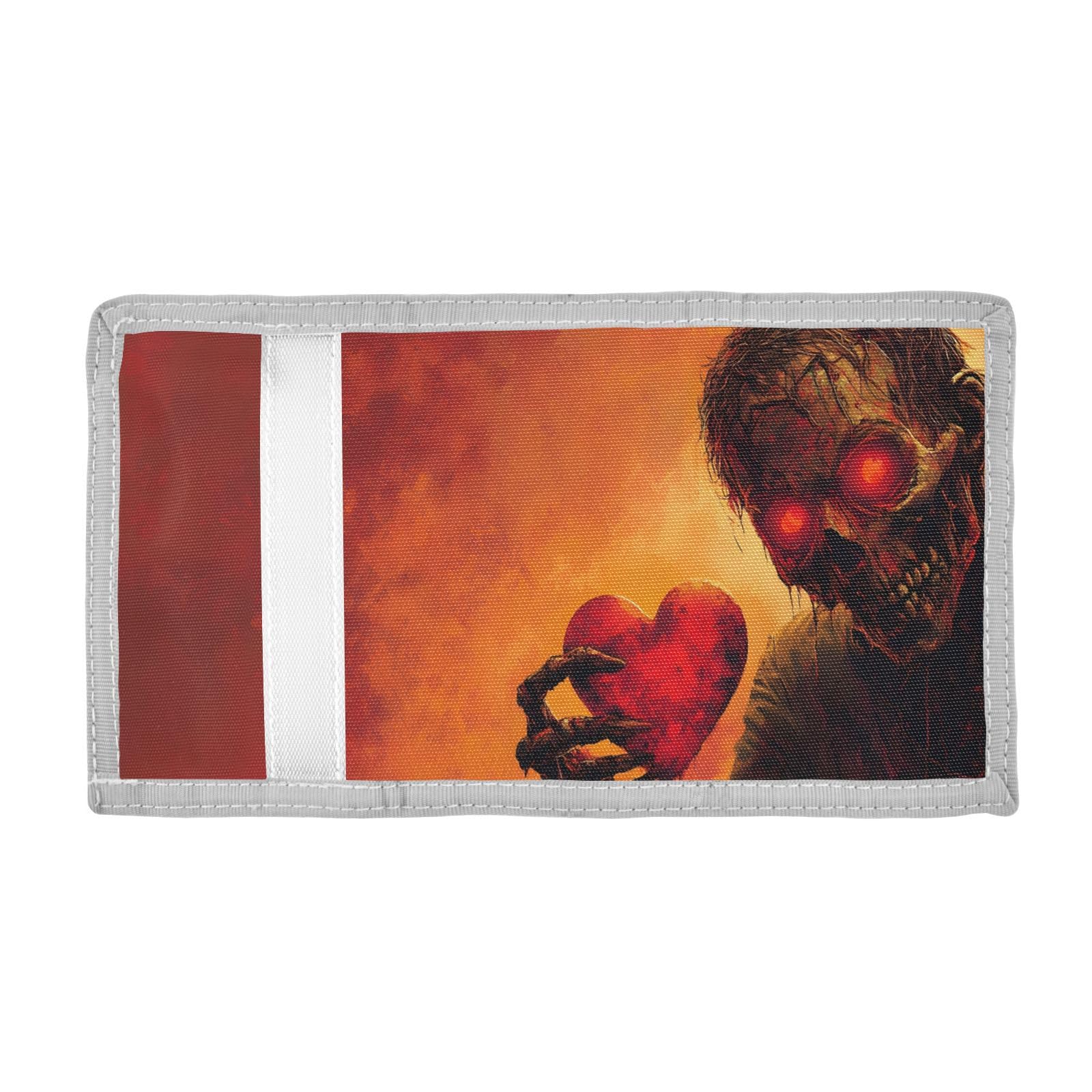 FOLIOSA Kids Wallet for Boys Girls Zombie Valentines Print Youth Wallet with Zipper Pocket Card Holders, Novelty Wallet 4.9×2.9 in