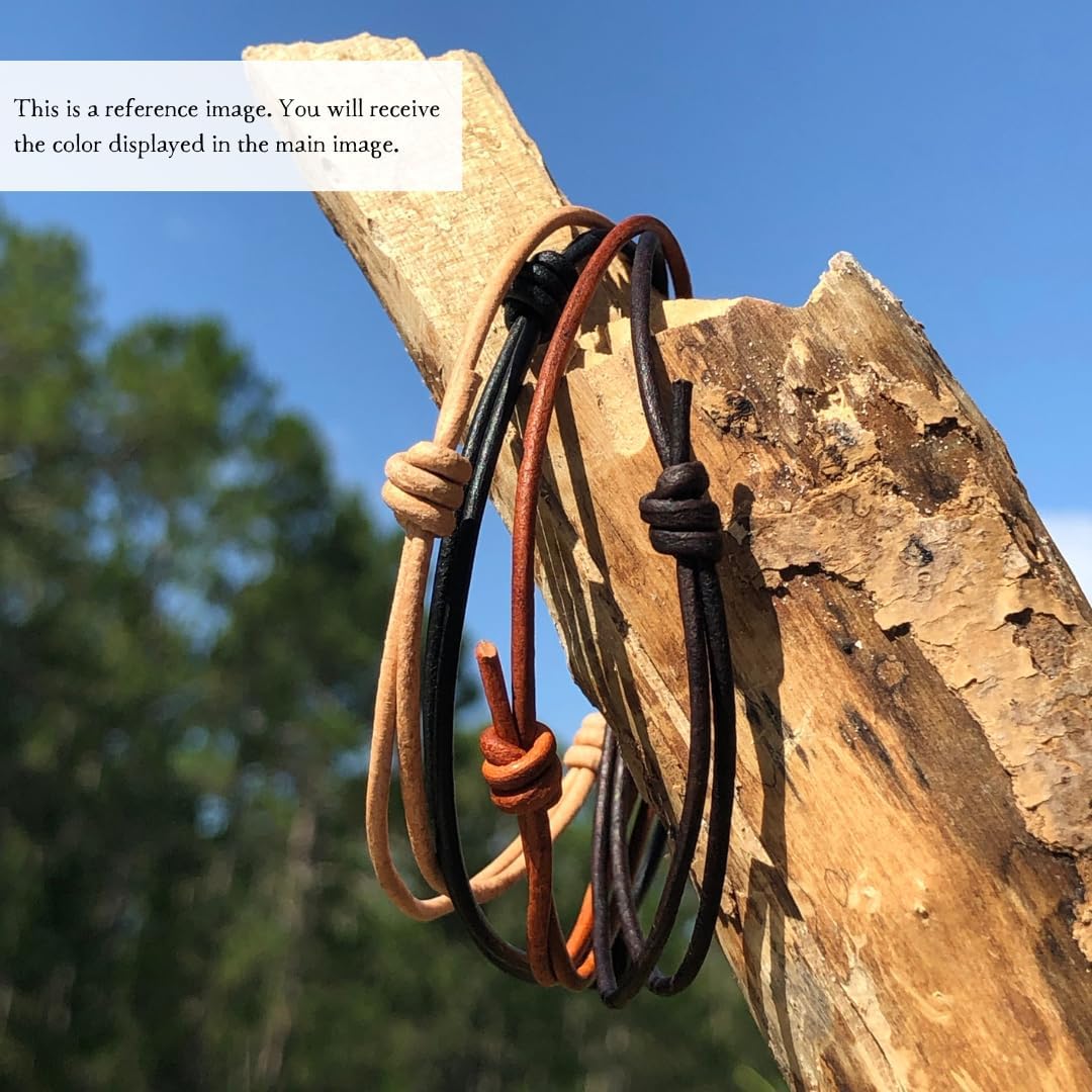 2 mm Men Genuine Leather Bracelet - Handmade Adjustable Cuff, Mens Minimalism Leather Wrap Wristband, Simple Accessories, Premium Leather, Women Gift To Boyfriend, Pulsera Hombre - Image 5