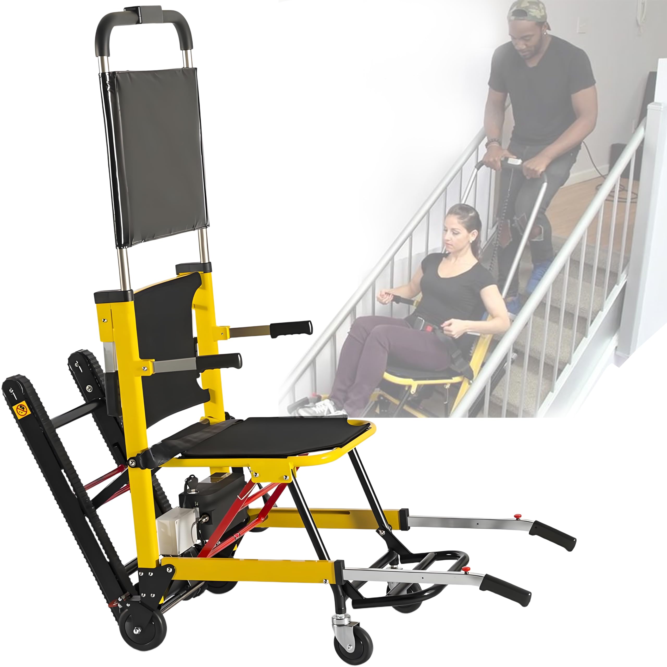 Silla de Ruedas Eléctrica para Personas Mayores para Subir Escaleras Portátil Ligero Elevador de Escaleras Asistencia de Transporte de Pacientes para Discapacitados con Potentes Motores
