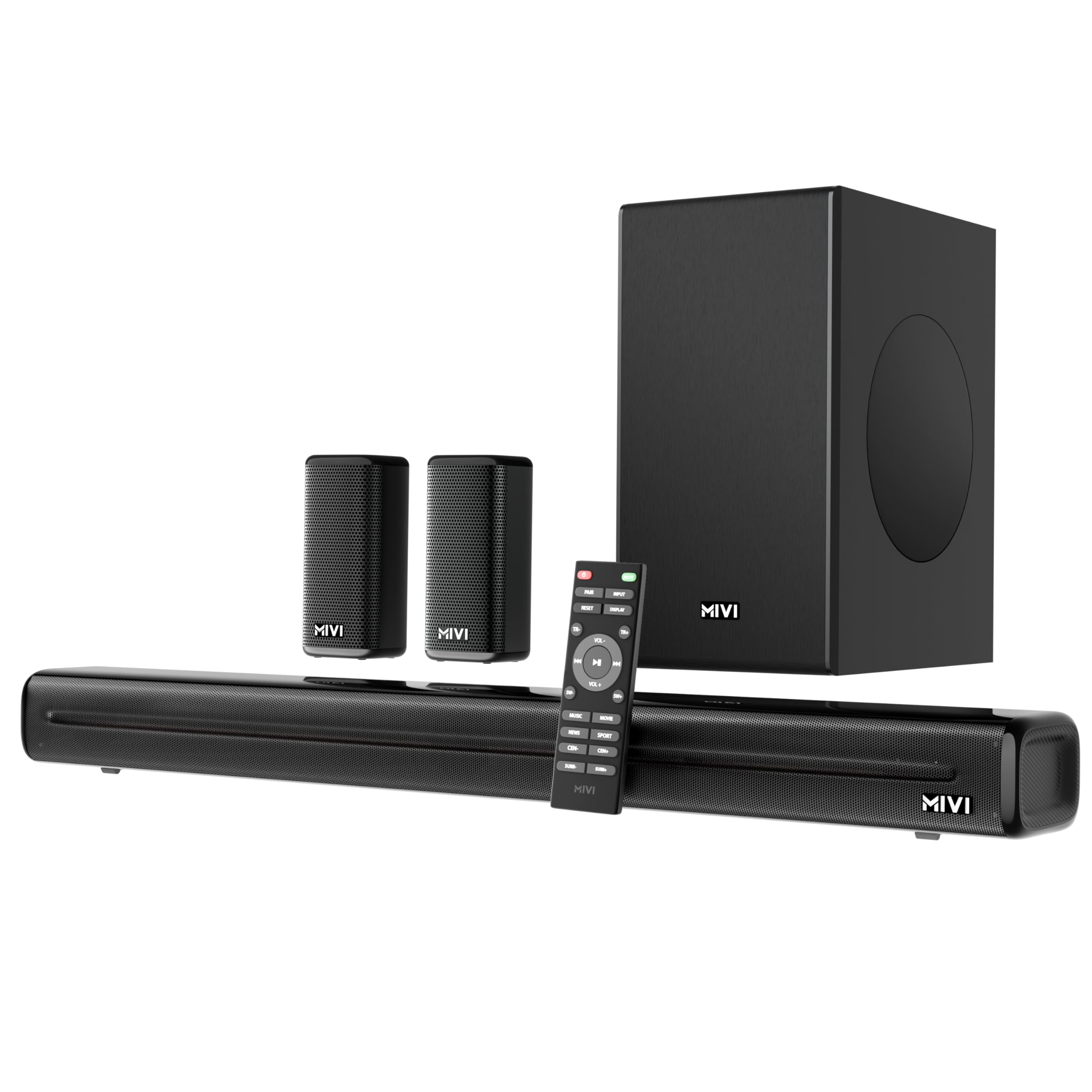 Mivi Nex 650 Soundbar [New Launch], 650 Watts, 5.1 Channel System with Sound bar, Satellite Speakers and Subwoofer, Nex Surround Feel Technology, Multiple Input Modes, Made in India