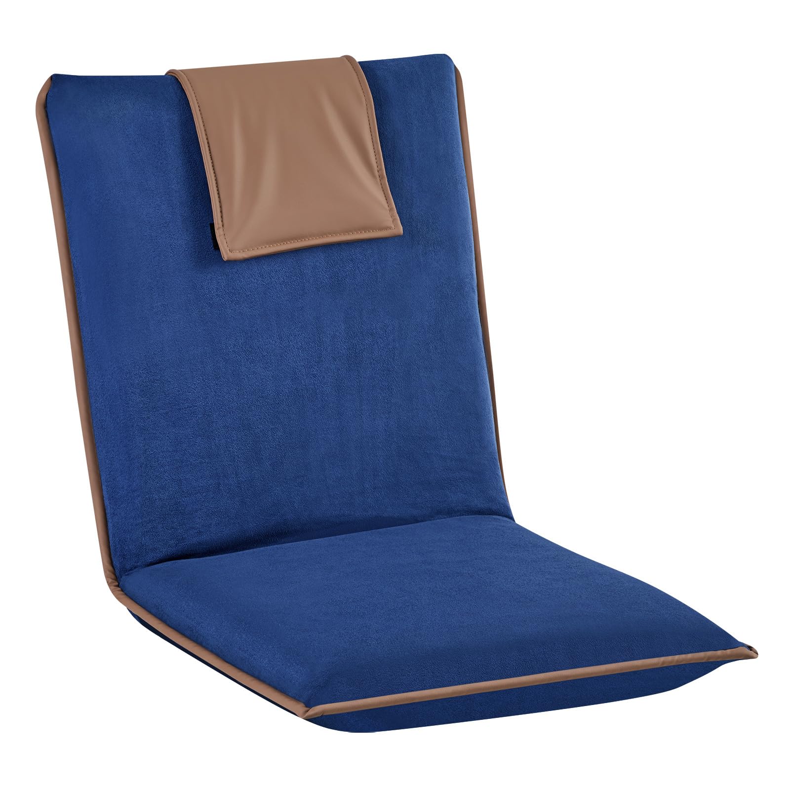 VEVOR Bodenstuhl, 6-Positionen Verstellbarer, Bodensessel mit Rückenlehne, Relaxsessel mit Metallgestell, Schaumstoff & Velourslederbezug, Bodensitz zum Lesen & Entspannen, Dunkelblau