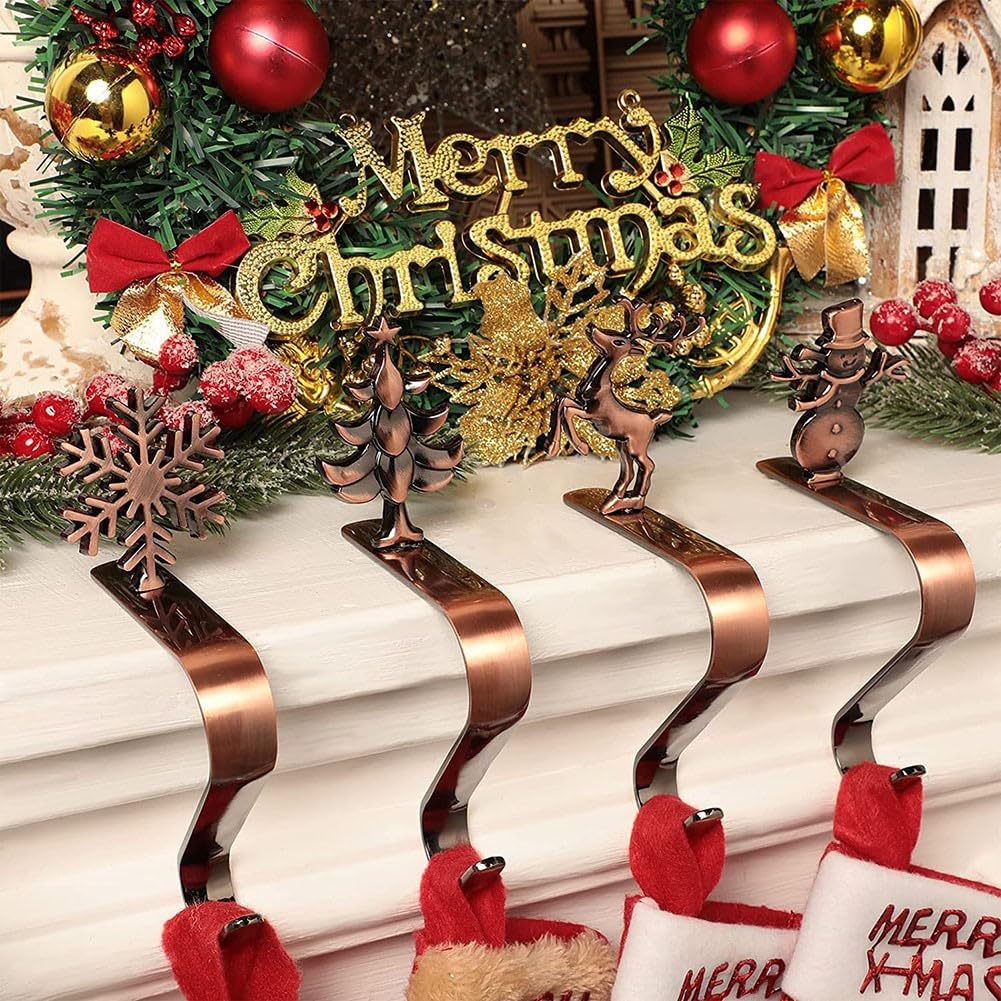 4 Ganci Per Calze Di Natale - Oro, Per Camino, Senza Forare, Decorazione Natalizia - Foto 3