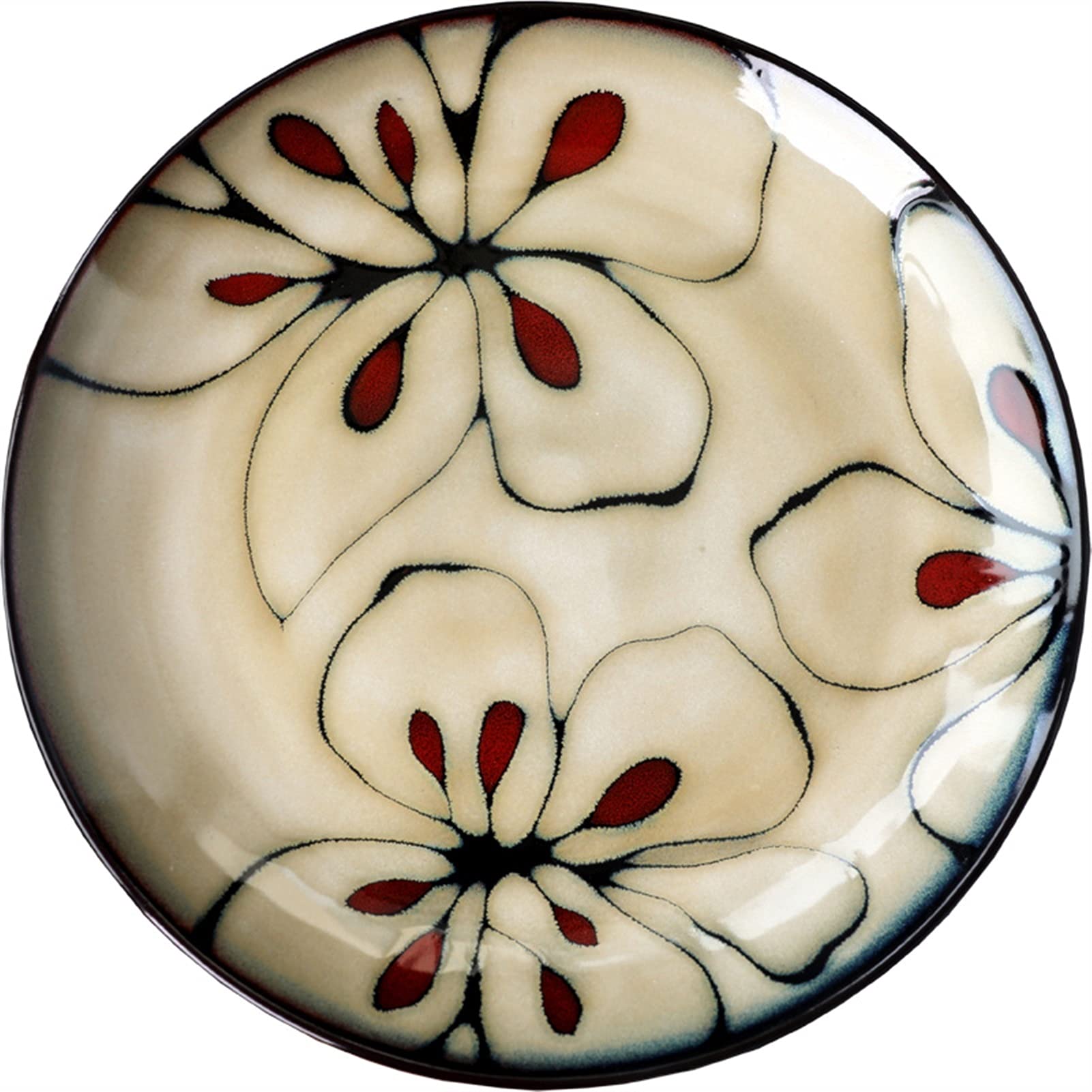 Assiette à dîner Vaisselle Cuisine Japonaise Restaurant spécialisé Assiette à dîner en céramique et Plat Assiette de Style Japonais(Rose Type 21cm)