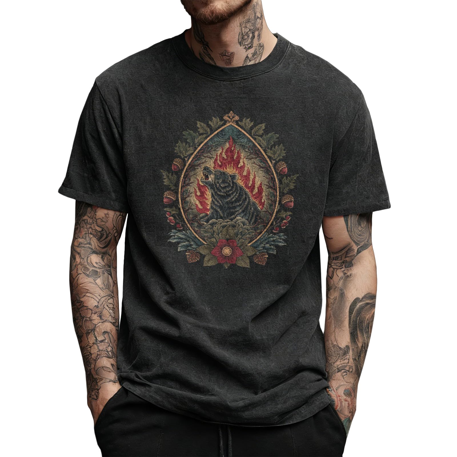 Street Graphic Shirts for Men Solid 100 Cotton Acid Washed Mens Oversized Summer Gym Apparel