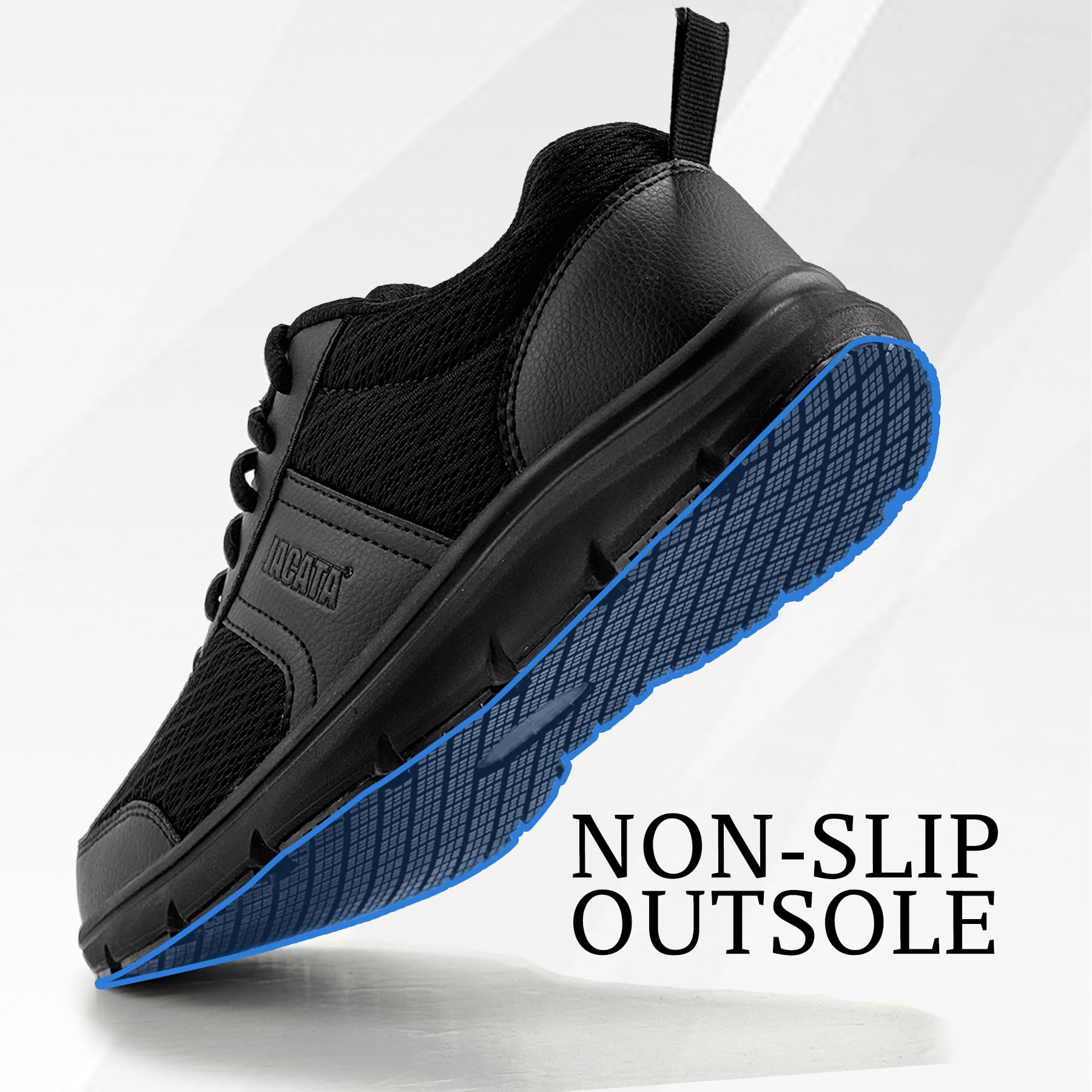 Jacata Work Shoes for Men/Women Food Service Unisex Non Slip Breathable Lightweight Chef Walking Shoes Restaurant Kitchen Crews Health Care Sneakers (Black Size 6)