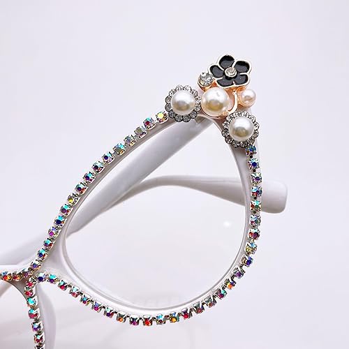 Miniatura 4 de bullabulling Gafas de lectura de ojo de gato, diamantes de imitación brillantes, marco de diamantes de imitación, gafas con bloqueo de luz azul