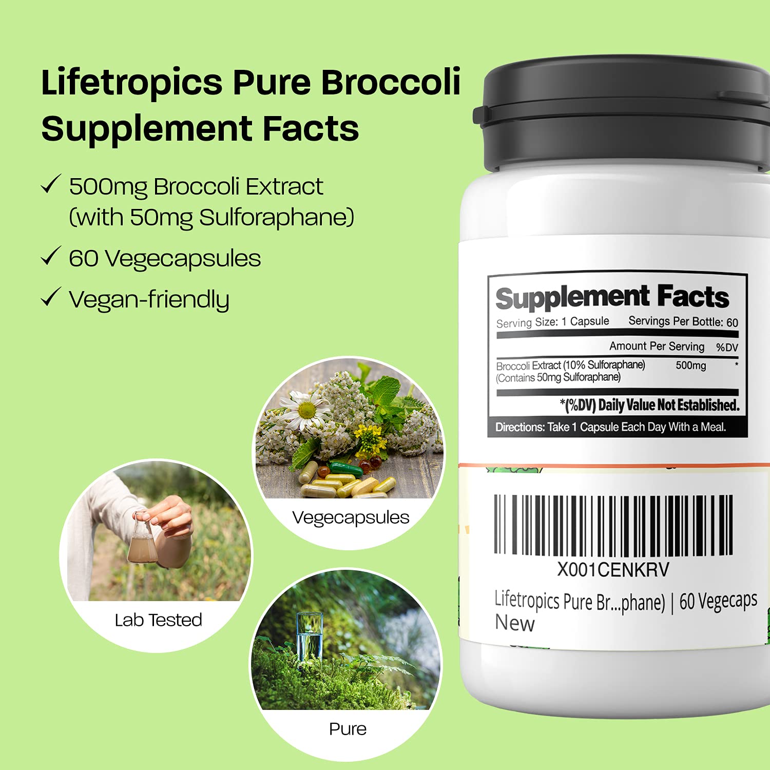 Lifetropics Pure Broccoli Natural Broccoli Supplement 500mg