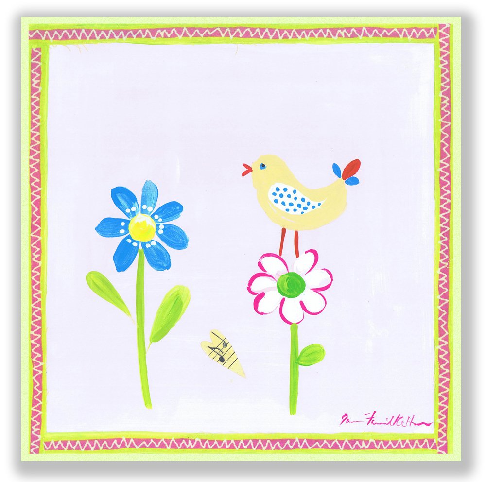 The Kids Room by Stupell Yellow Brid with Two Daisies Square Wall Plaque