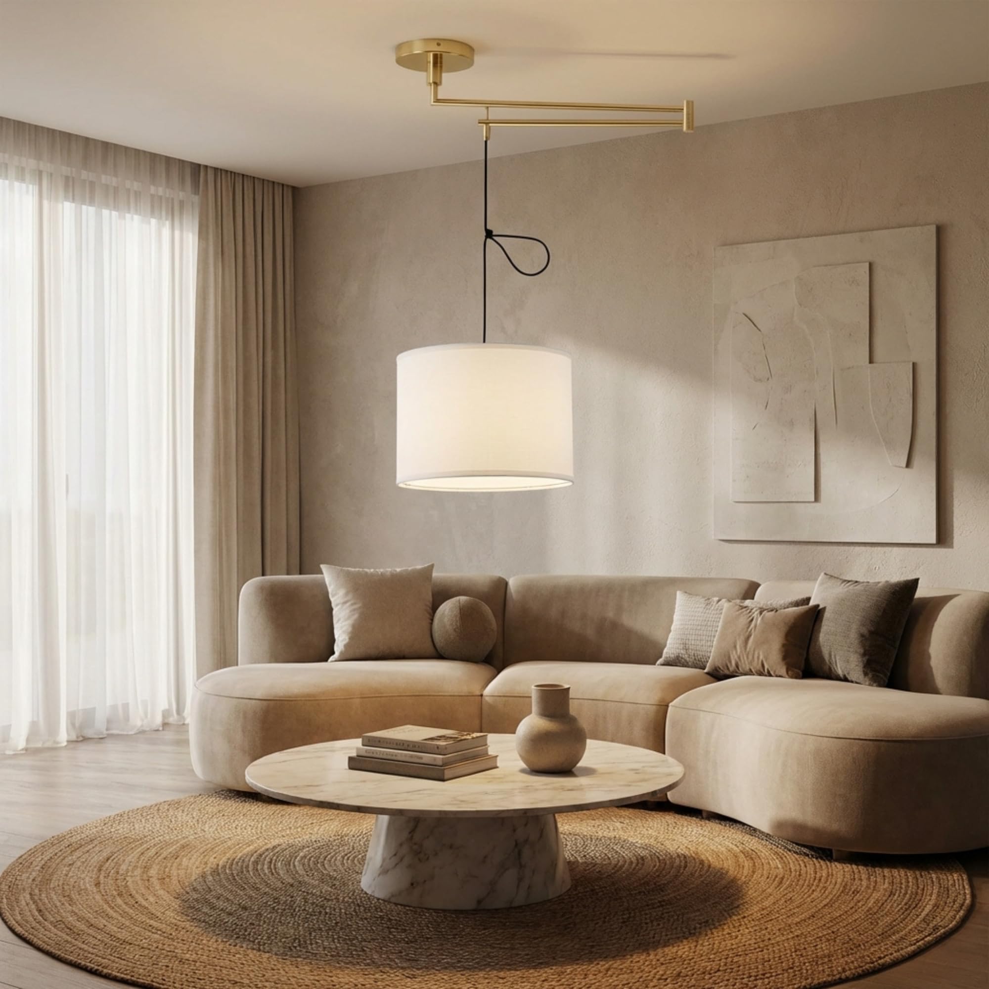 BARCELONA LED Hängelampe NECK E27 Gold Gelenkarm Design | Metall Gold-Finish, beweglicher Arm, flexible Innenbeleuchtung, dekorative Wohnraumgestaltung