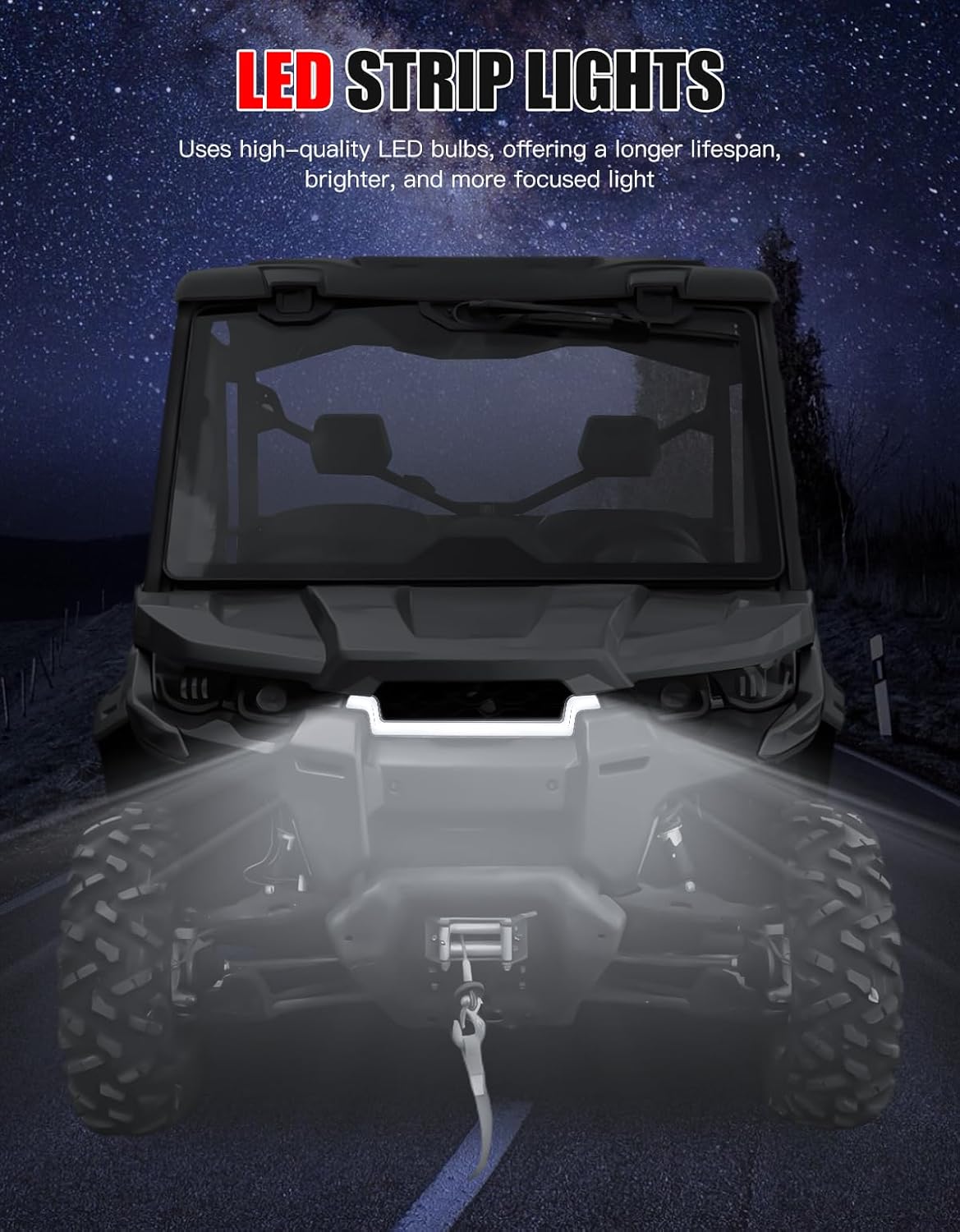 Front LED Light Bar for Can Am Defender, Mesh Grille Accent Light Bar Auxiliary Mesh Lamp Bar Waterproof DRL for Can Am Defender/MAX HD5 HD8 HD10 2016-2019 Accessories, 1PC