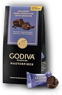 Godiva Masterpiece Dark Chocolate Bag, Individually Wrapped with Ganache...