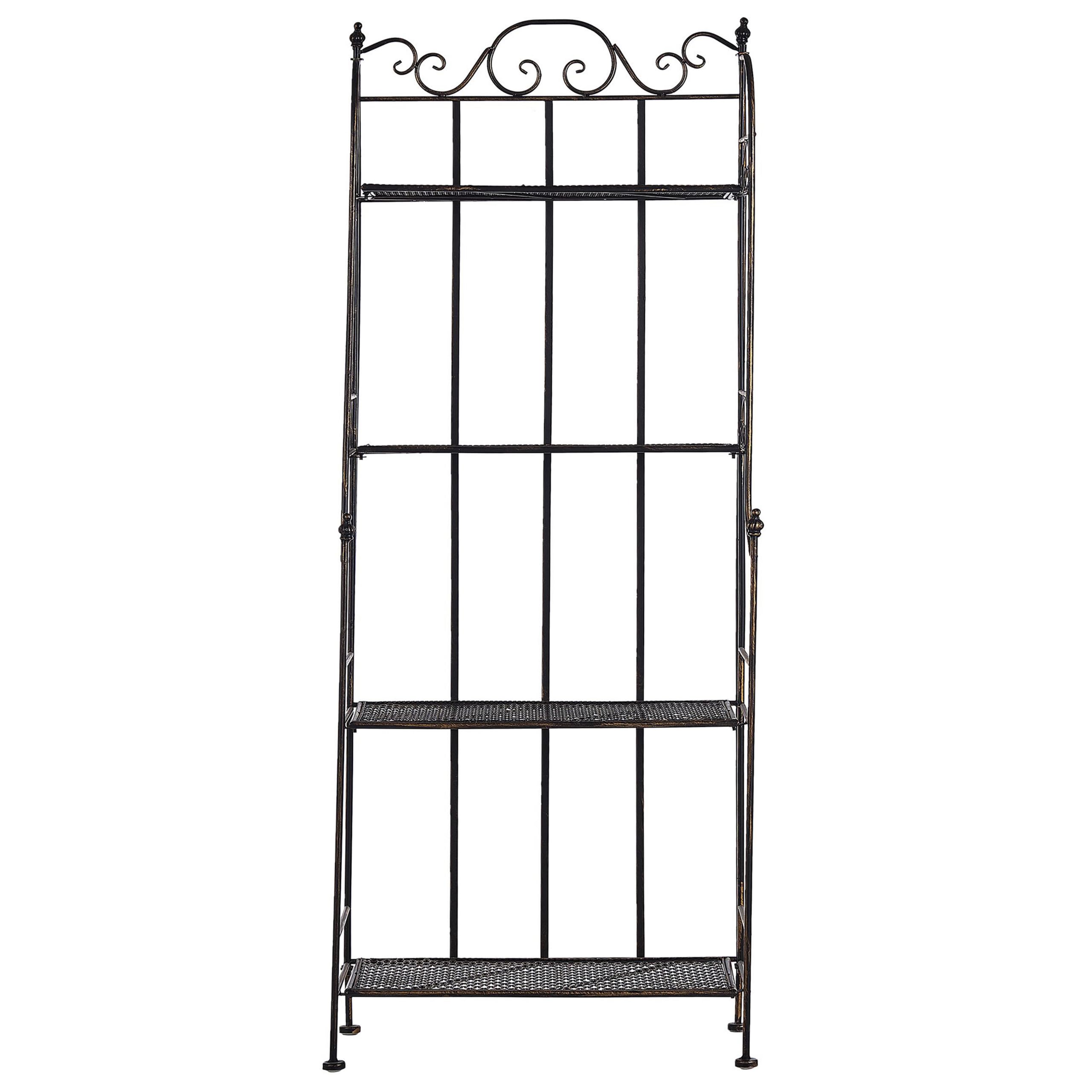 Beliani Gartenregal Metall schwarz/Gold Antik-Optik 4 Ablageflächen klappbar Isernia