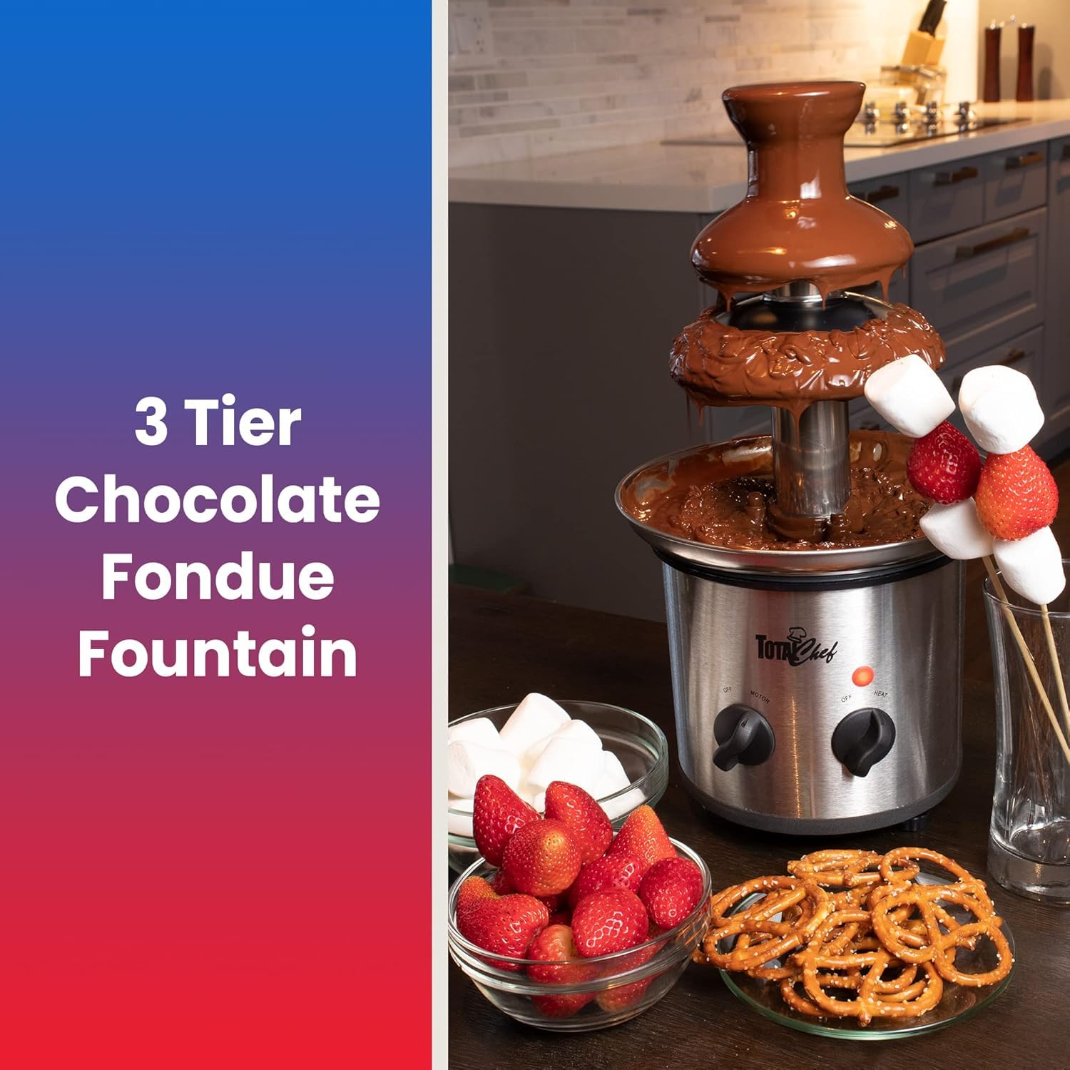 Fontana al Cioccolato di Grande capacità, Acciaio Inossidabile A 3 Livelli Fondtur di Cioccolato A Cascata, Temperatura Regolabile, Stazione Bar A Buffet per Feste di Compleanno per Bambini