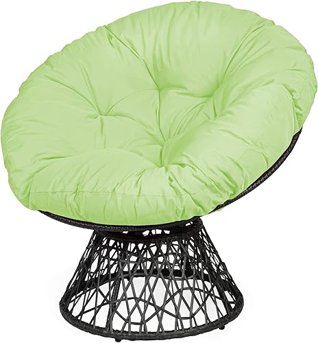 Miniatura 10 de Tangkula Papasan Silla ergonómica de ratán con cojín giratorio de 360 grados y cojín suave, estructura sólida y base estable, ideal para jardín,