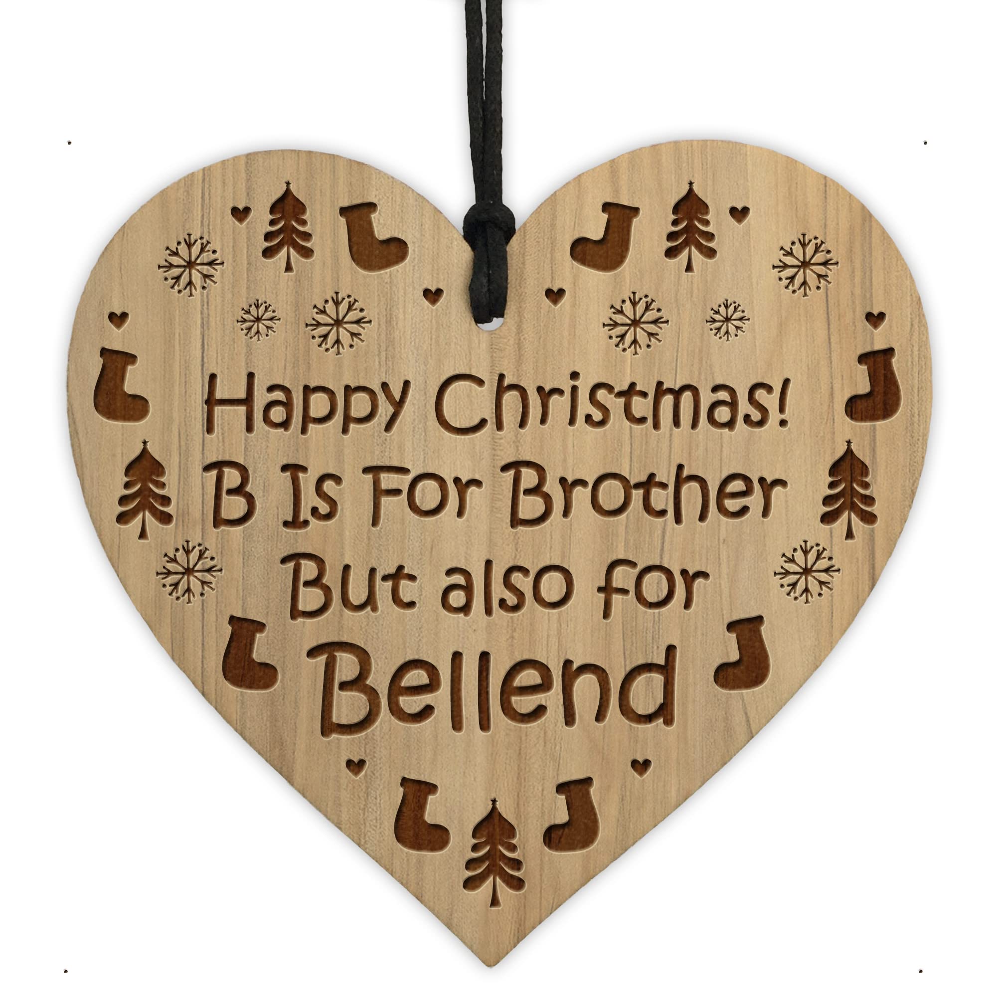 Red Ocean FUNNY RUDE Brother Gift For Christmas Engraved Wood Heart Gift For Him From Sister