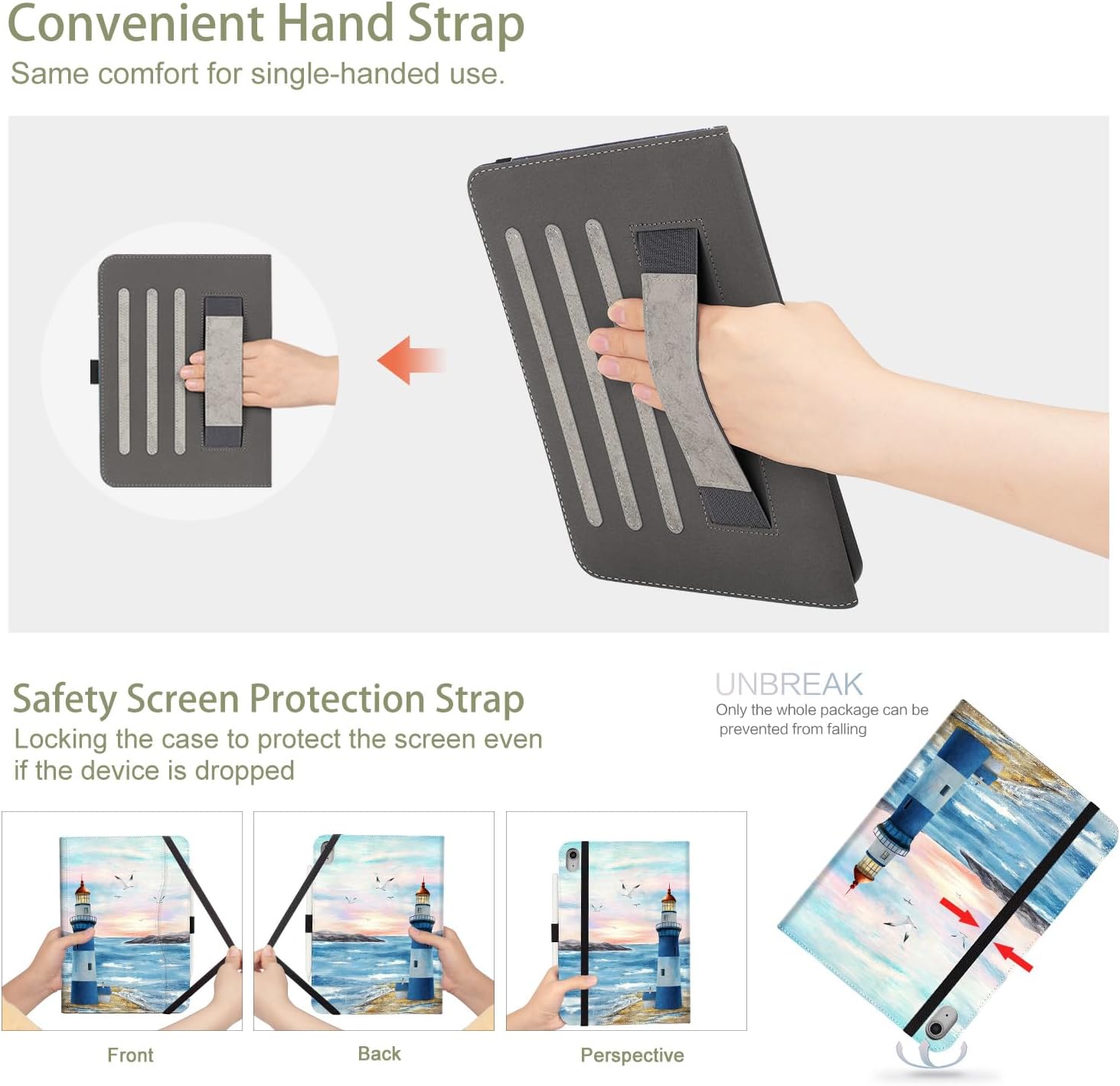 for iPad (A16) 11Th/10Th Generation Case 2025/2022, for iPad Case 11Th/10Th Generation, Fit iPad 10Th/11Th Gen Cover Pencil Holder/Hand Strap/Pocket/Adjustable Stand, Green Plants Window View