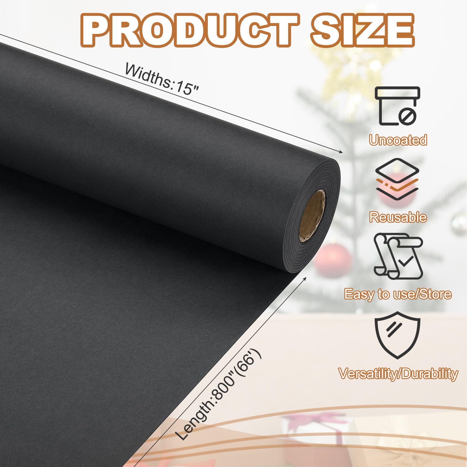Rouleau de papier d'emballage PATIKIL, 30,5 cm x 76 m (25 pi) Papier kraft pour artisanat de 70 g/m² pour affiche, panneau d'affichage, emballage cadeau, vert