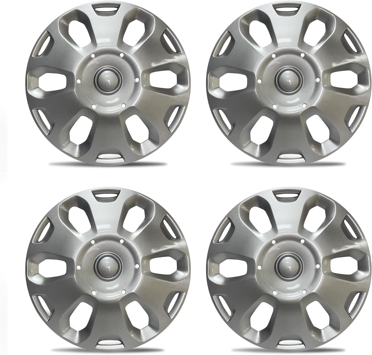 Mayde 15-Inch Hubcaps Fits 2010-2013 Ford Transit Connect, Replacement Wheel Covers (Set of 4, Silver)