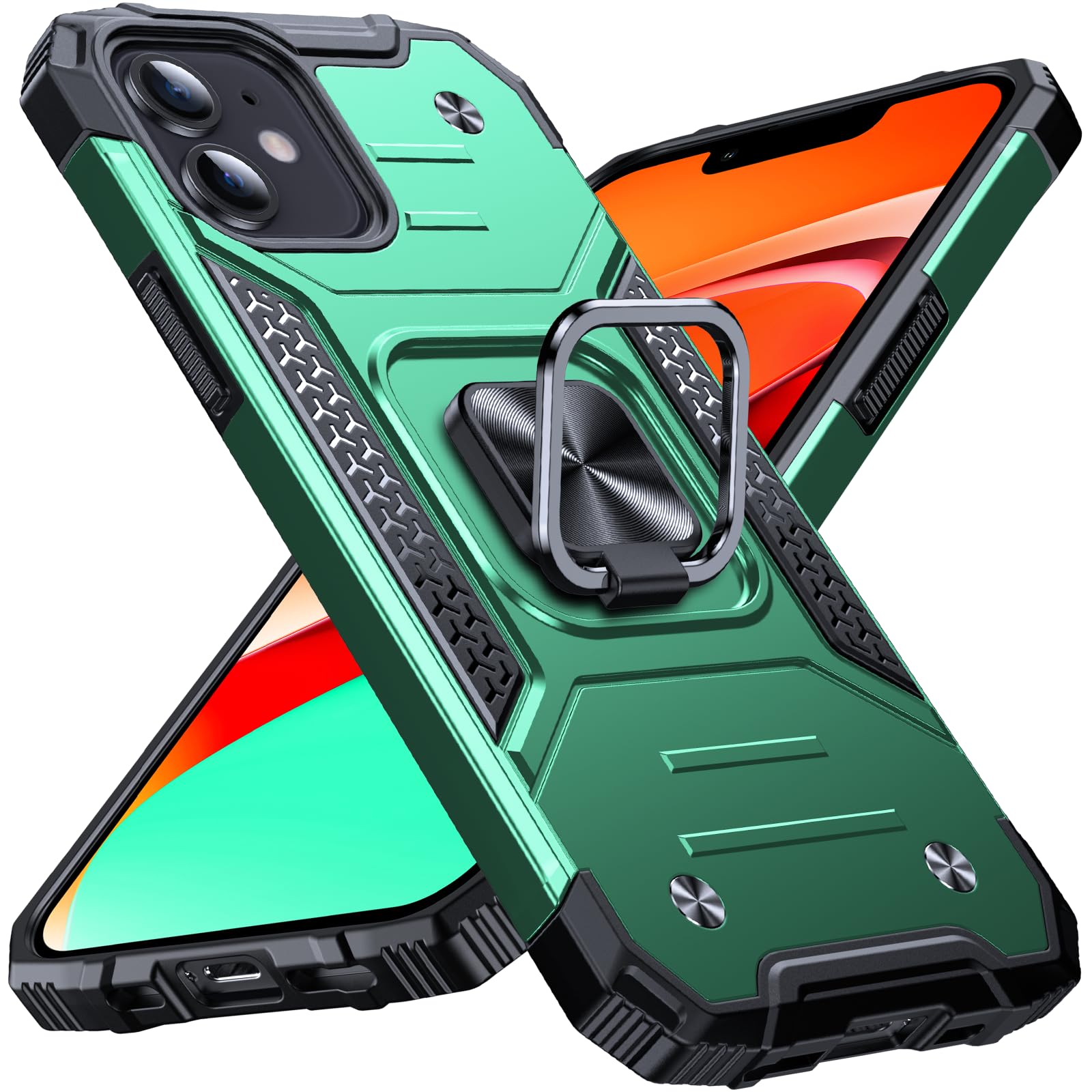 Coque antichoc iPhone 12 Pro compatible support magnétique anneau - 8