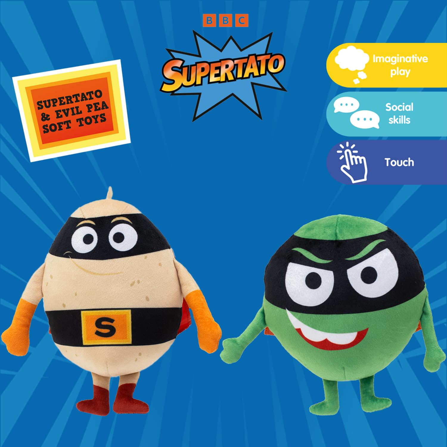 Supertato & Evil Pea Soft Toy Twin Pack, characters from the Cbeebies show & Supertato books, Multicolor - Image 2