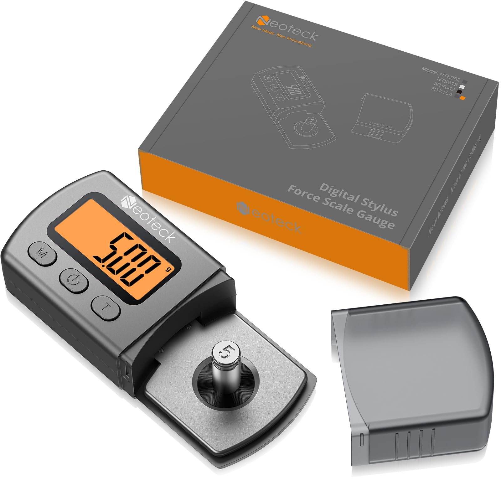 Neoteck Digital Turntable Stylus Force Scale Gauge 0.01g/5.00g Orange LCD Backlight for Tonearm Phono Cartridge-Silver Grey