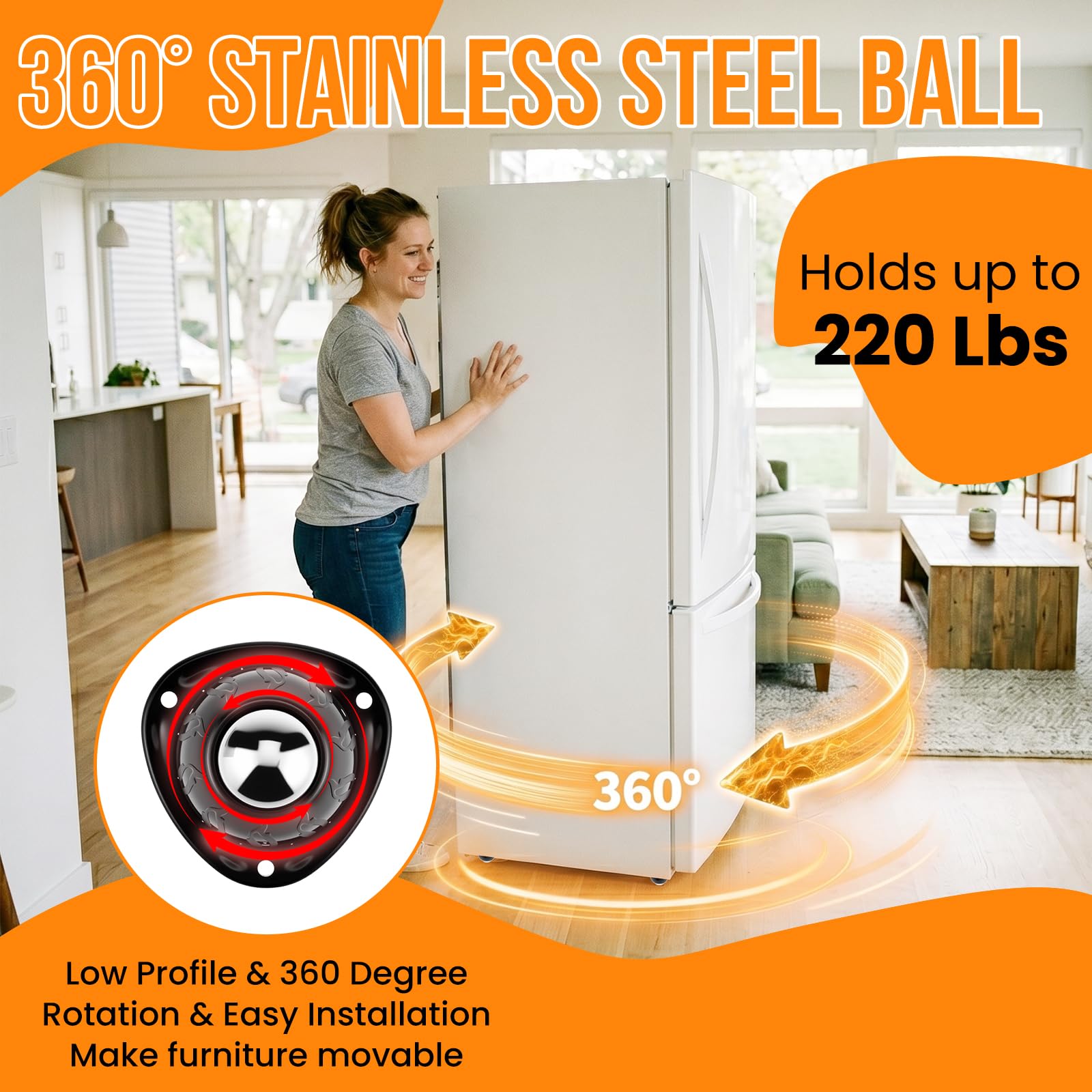 Stainless Steel Caster Wheels - 8 Pack -3 Stainless Steel Caster Wheels - 8 Pack -3