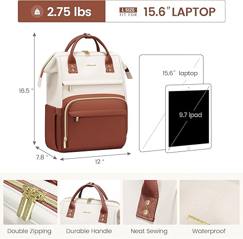 Miniatura 48 de LOVEVOOK Mochila para laptop para mujer, mochila para mujer a la moda, Negro, 15.6 pulgadas