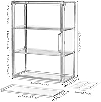 Vista 5 de Vitrina de acrílico transparente de 3 niveles para figuras coleccionables, 1 paquete de figuras de pasatiempos montadas en la pared con estantes