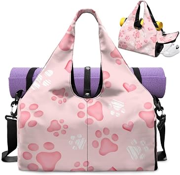 GLENLCWE Womens Gym Bag Hygienic Yoga Mat Bags Waterproof Sports Duffel Bags with Yoga Mat Holder Shoulder Bag for Sport