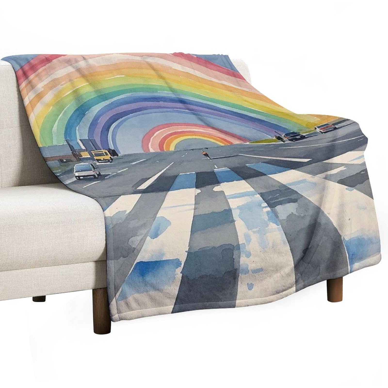 Couverture flanelle arc-en-ciel douce pour envelopper votre famille de bonheur
