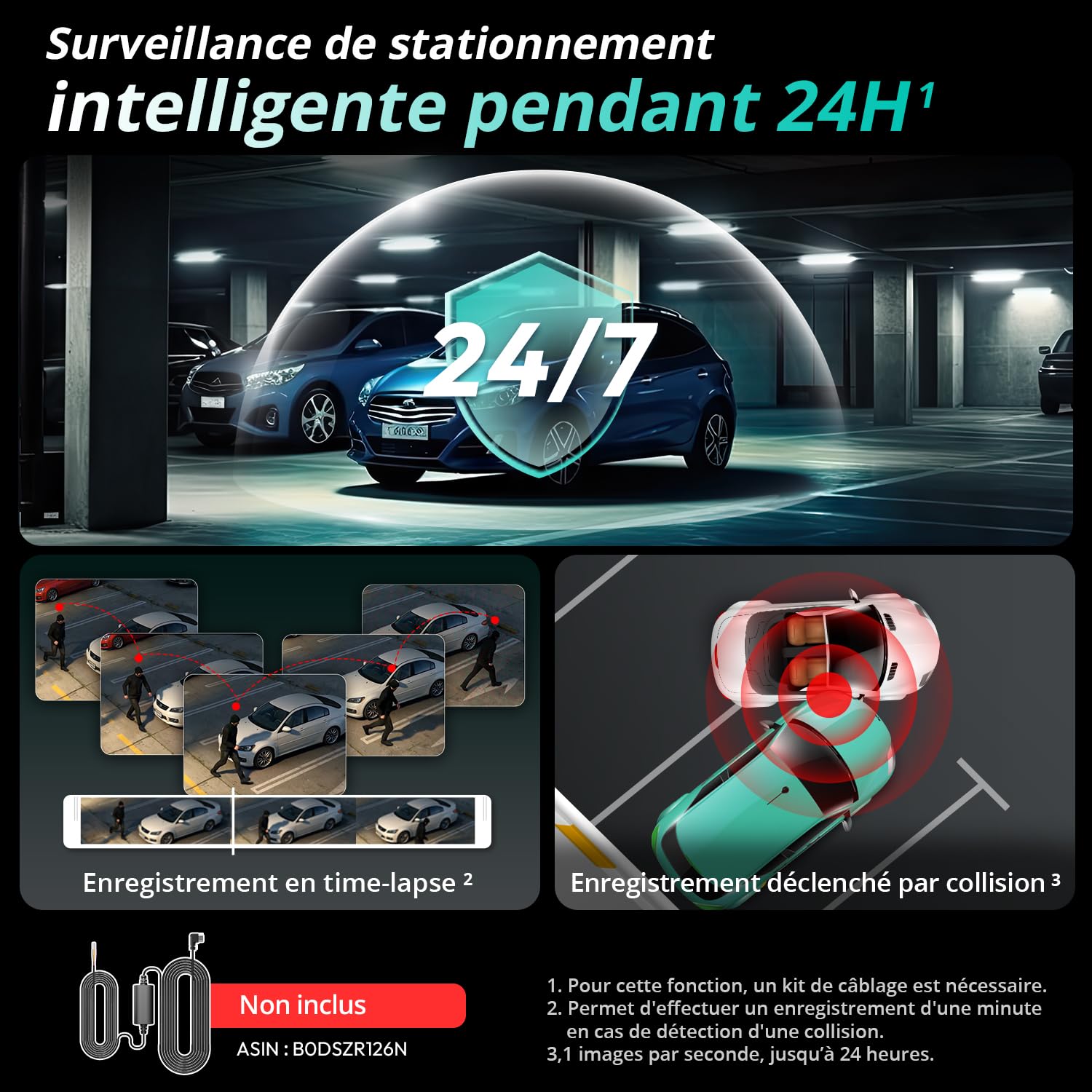 BOTSLAB 4K Dashcam Voiture GPS, Dashcam Voiture Avant Arrière avec Carte SD 64GB, 5G WiFi Camera Voiture Grand Angle 170°, Vision Nocturne,WDR,G-Capteur,Mode Stationnement24H, Enregistrement en Boucle