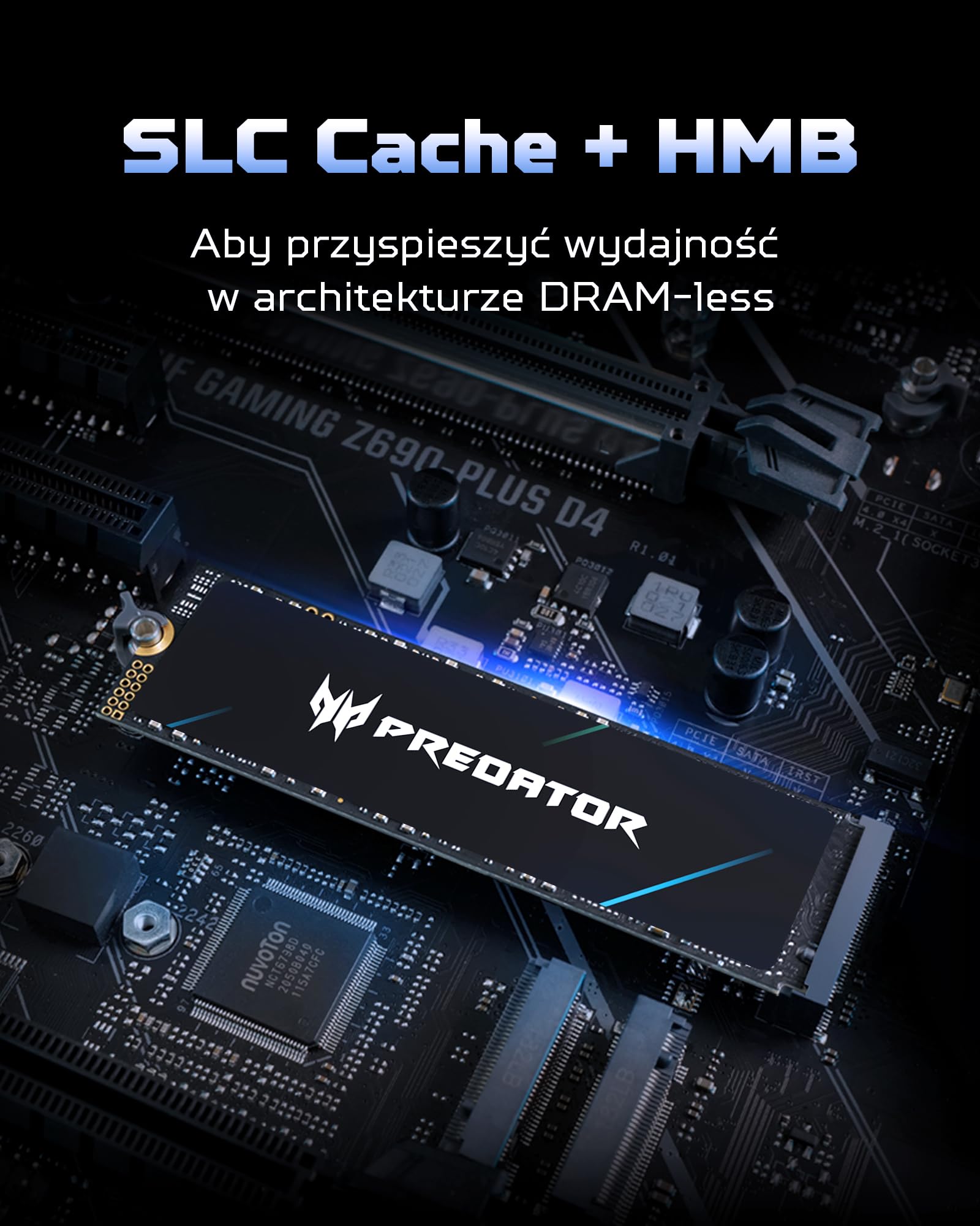 acer Predator GM7 1TB SSD, M.2 2280 PCIe Gen 4 x4 NVMe 2.0, 3D TLC NAND, prędkość odczytu do 7200 MB/s, wewnętrzny dysk półprzewodnikowy do laptopa, komputera stacjonarnego i PS5