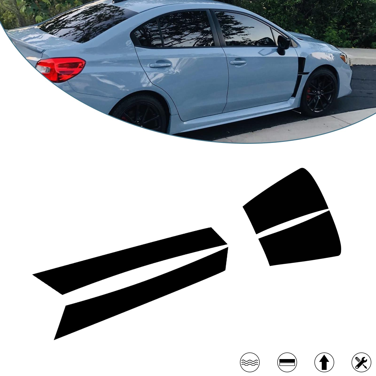 Xotic Tech Matte Black Front Side Fender Vent Sticker Full Set Compatible with Subaru WRX STI 2015-2021