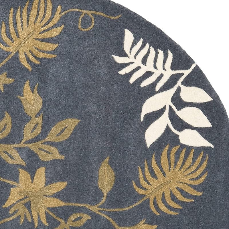 Image of Handmade Pure Woollen Carpet Collection for Hall with 1.0 inch inch Thickness 7 X 7 Feet - Round Grey GT
